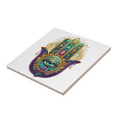 Violet Green Gold Petals Hamsa Turquoise Third Eye タイル (側面)