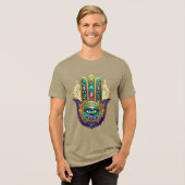 Violet Green Gold Petals Hamsa Turquoise Third Eye トライブレンドＴシャツ (正面全面)