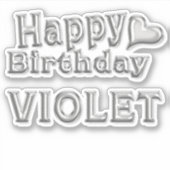 Violet Happy Birthday silver Aufkleber Sticker シール (正面)