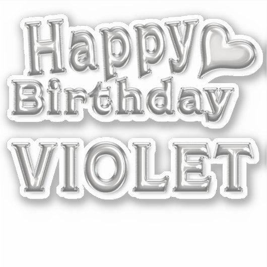 Violet Happy Birthday silver Aufkleber Sticker シール (正面)