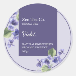 Violet Herbal Tea Business Label ラウンドシール