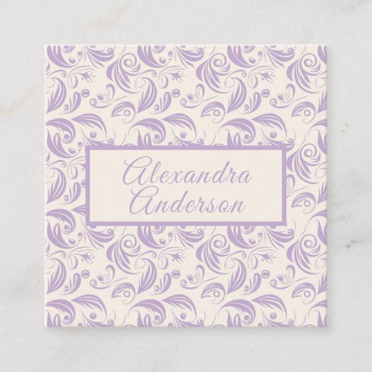 Violet Lavenderミニマルのパタ離れーンスクリプト スクエア名刺 (正面)