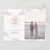 Violet Lavender & Peach Photo Save The Date ポストカード (正面)