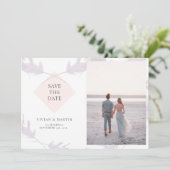 Violet Lavender & Peach Photo Save The Date 招待状 (スタンド正面)