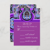 Violet Lavender RSVPパーティの招待状返信カード 出欠カード (正面/裏面)
