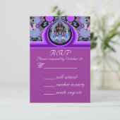 Violet Lavender RSVPパーティの招待状返信カード 出欠カード (スタンド正面)