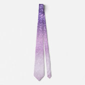 Violet Lilac Pastel Purple Triple Glitter Ombre ネクタイ (正面)