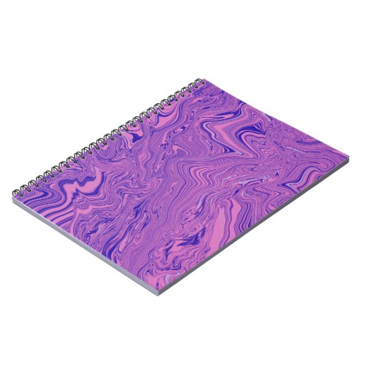 Violet Liquid Marble Abstract Pattern ノートブック (左側)