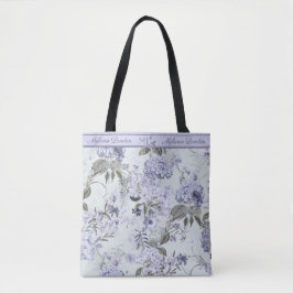 Violet & Mint Hydrangea & Lilacs Personalized Tote トートバッグ