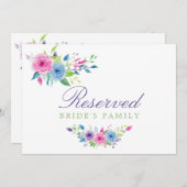 Violet Mix Waterカラーフローラ結婚の予約済み記号 (正面/裏面)