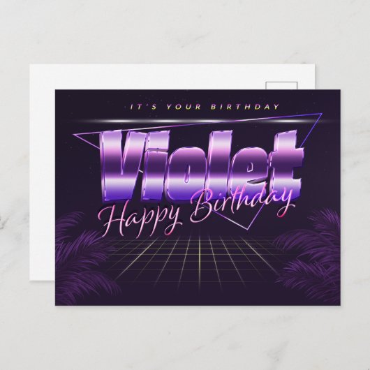 Violet Name Vorname lila Postkarte Geburtstag ポストカード (正面/裏面)