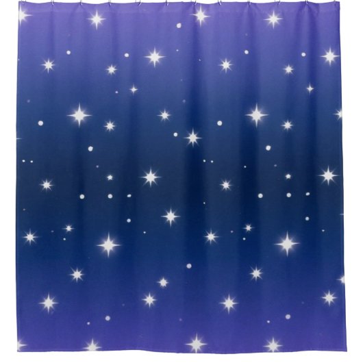 Violet Night Gradient with Twinkling Stars pattern シャワーカーテン (正面)