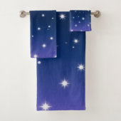 Violet Night Gradient with Twinkling Stars pattern バスタオルセット (インサイチュ)
