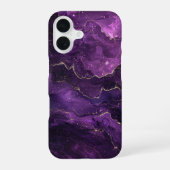 Violet Obscura Luxury Deep Purple Marble Gold iPhone 16ケース (裏面)