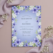 Violet Painterly Floral Romance Wedding 招待状