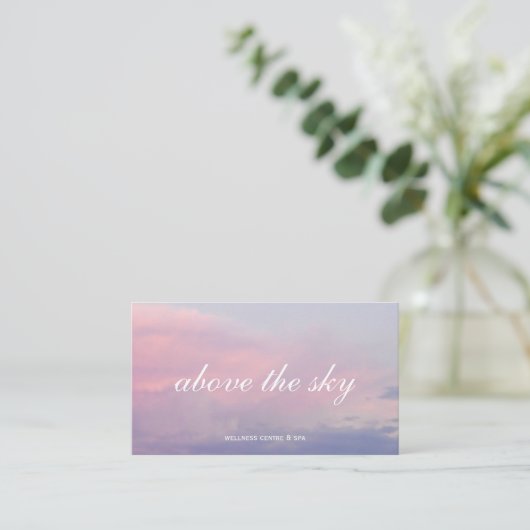 Violet pink clouds zen sunset sky photograph card 名刺 (スタンド正面)