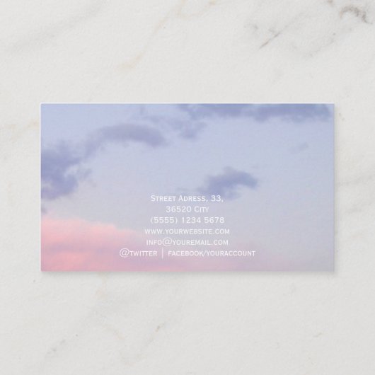Violet pink clouds zen sunset sky photograph card 名刺 (裏面)