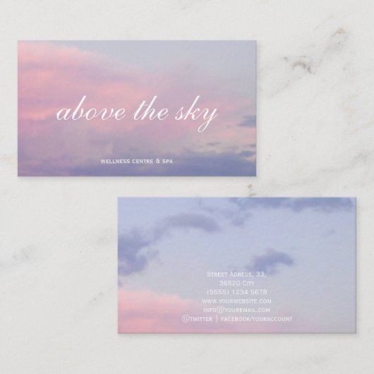 Violet pink clouds zen sunset sky photograph card 名刺 (正面/裏面)