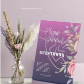 Violet Pink Peonyの電話結婚グリーティングゲストブック 台座サイン