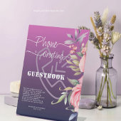 Violet Pink Peonyの電話結婚グリーティングゲストブック 台座サイン