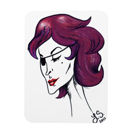Violet Pirate Lady Cartoon Original Pop Art マグネット (縦)