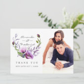 Violet Poppyフローラ結婚の感謝の写真 サンキューカード (スタンド正面)