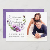 Violet Poppyフローラ結婚の感謝の写真 サンキューカード (正面/裏面)