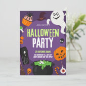 Violet Pumpkin Boo Cute Halloween Party Invitation 招待状 (スタンド正面)