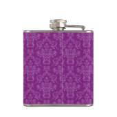 Violet Purple Elegant Vintage Damask Monogram フラスク (裏面)