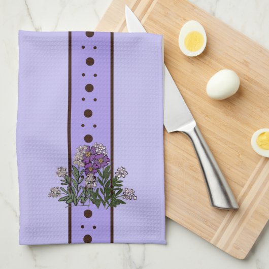 Violet Purple flowers Relax Cup kitchen towel キッチンタオル (四つ折り)