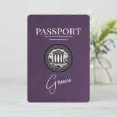 Violet Purple Greece Passport日付カードの保存 セーブザデート (スタンド正面)