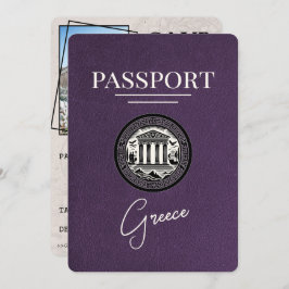 Violet Purple Greece Passport日付カードの保存 セーブザデート