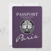 Violet Purple Paris Passport日付の保存 セーブザデート (正面)