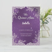 Violet Quinceañera Invitations, Elegant 招待状 (スタンド正面)