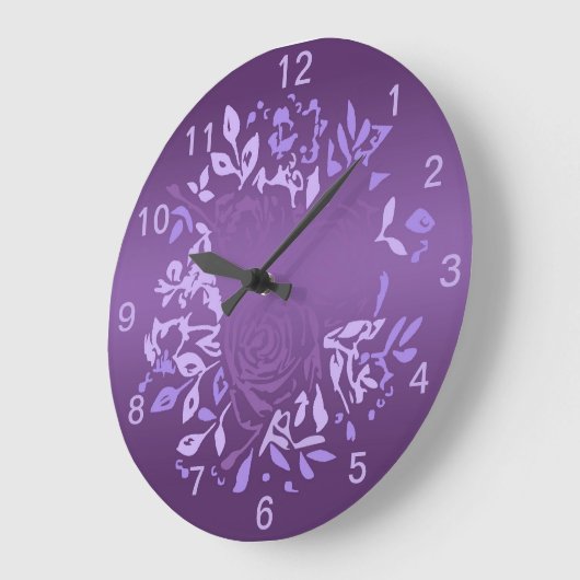 Violet Rose Wreath Round Clock ラージ壁時計 (傾斜)