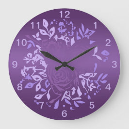 Violet Rose Wreath Round Clock ラージ壁時計