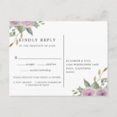 Violet & Sage RSVPポストカード(食事の選択あり) インビテーションポストカード (裏面)