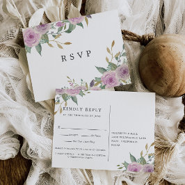 Violet & Sage RSVPポストカード（食事の選択あり） インビテーションポストカード