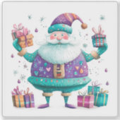 Violet Santa Claus With Christmas Gifts シール (正面)
