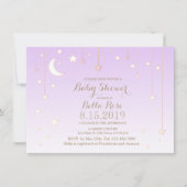 Violet star moon baby girl by shower招待 招待状 (正面)
