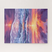 Violet Tide | Purple Sunset Ocean Waves ジグソーパズル (横)