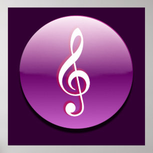Violet Treble Clef Button ポスター