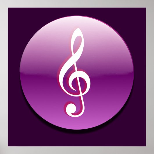 Violet Treble Clef Button ポスター (正面)