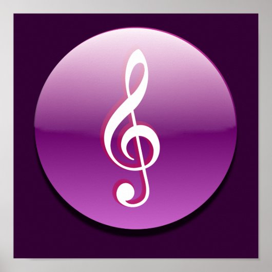 Violet Treble Clef Button ポスター (正面)