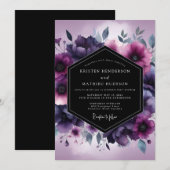 Violet Umbral Bloom Wedding 招待状 (正面/裏面)