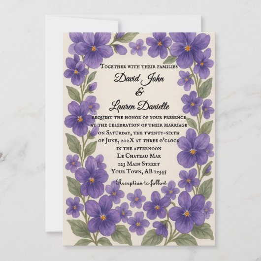 Violet Veil Photo Wedding Invitation 招待状 (正面)