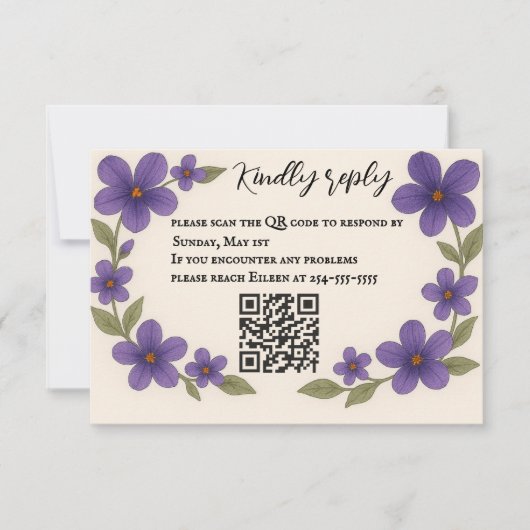 Violet Veil QR Code RSVP Card (正面)