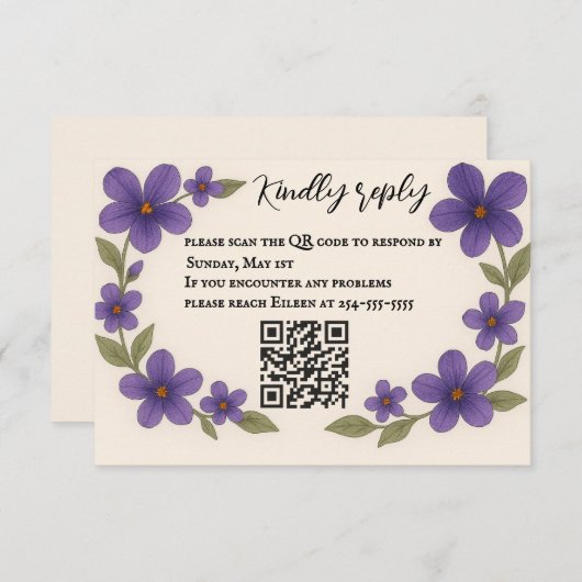 Violet Veil QR Code RSVP Card (正面/裏面)