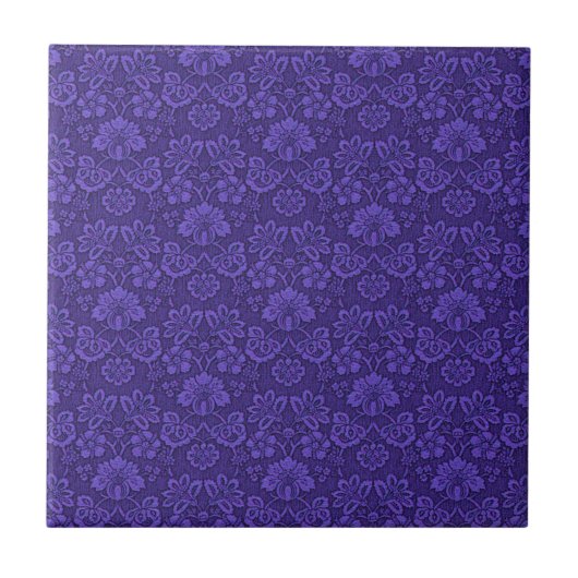 Violet Vintage Damask Pattern タイル (正面)