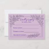 Violet Vows Traditional Wedding RSVP Card (正面)